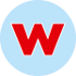 Logo von Weltweiser: blau gefärbter Kreis mit einem roten W in der Mitte